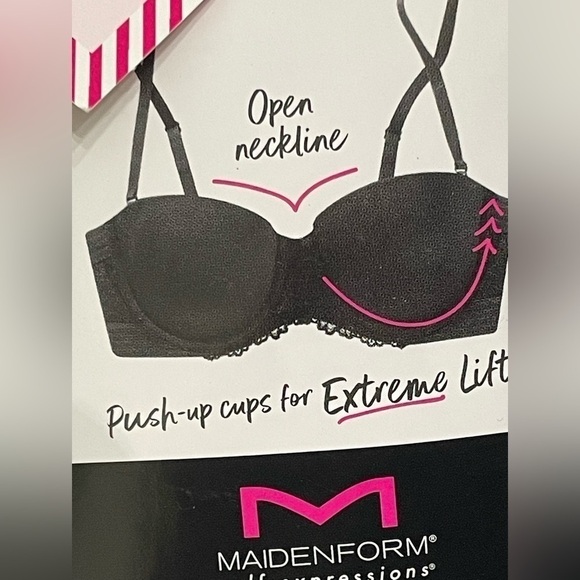 Maidenform Bra SE1102 Multiway Push Up Extreme Lift Convertible Wired 40DD Black - Picture 5 of 15